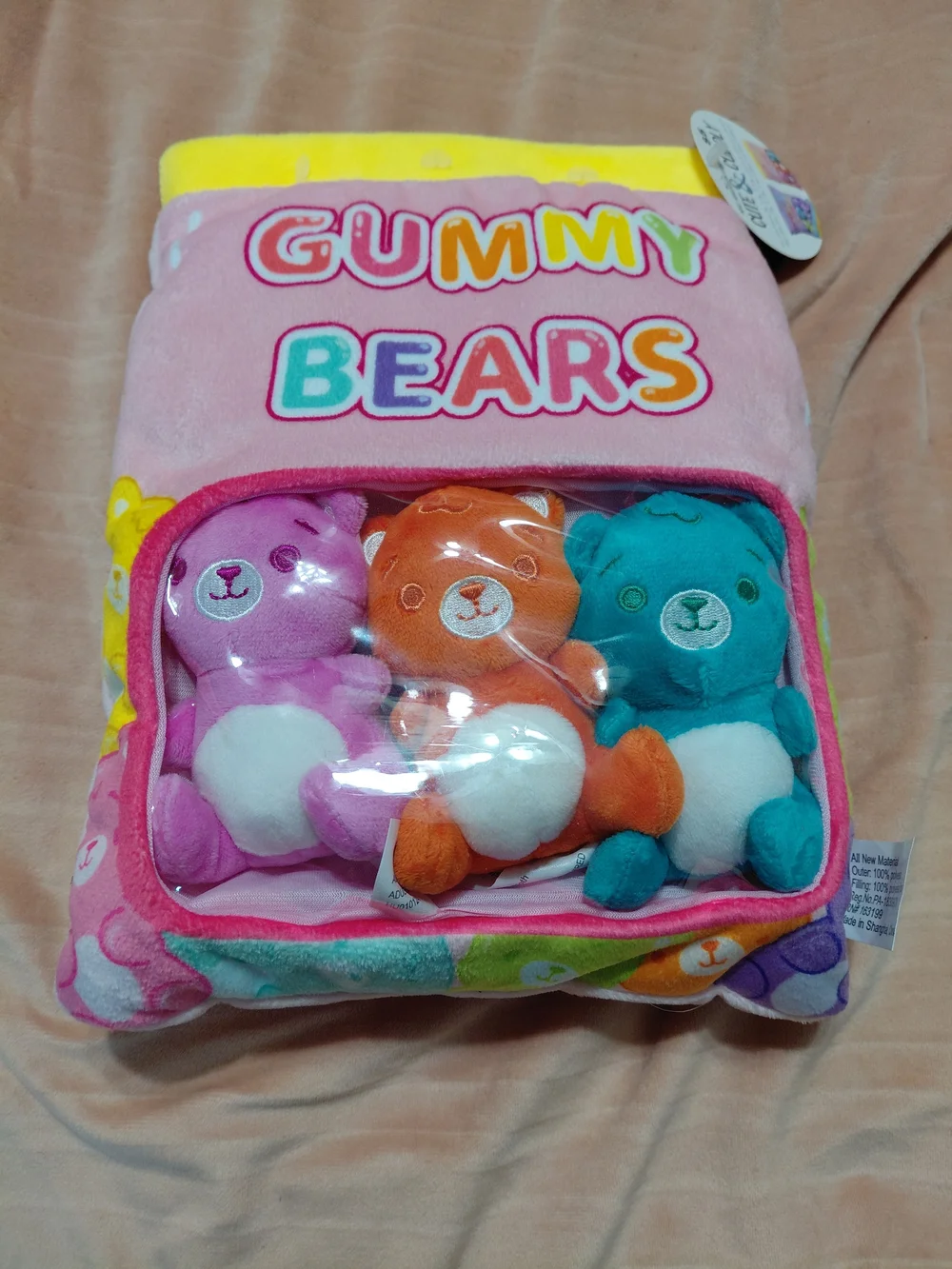 Gummy Bears Plush Trio - Pink, Orange, Teal - Stuffed Animal Set